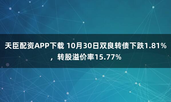 天臣配资APP下载 10月30日双良转债下跌1.81%，转股溢价率15.77%